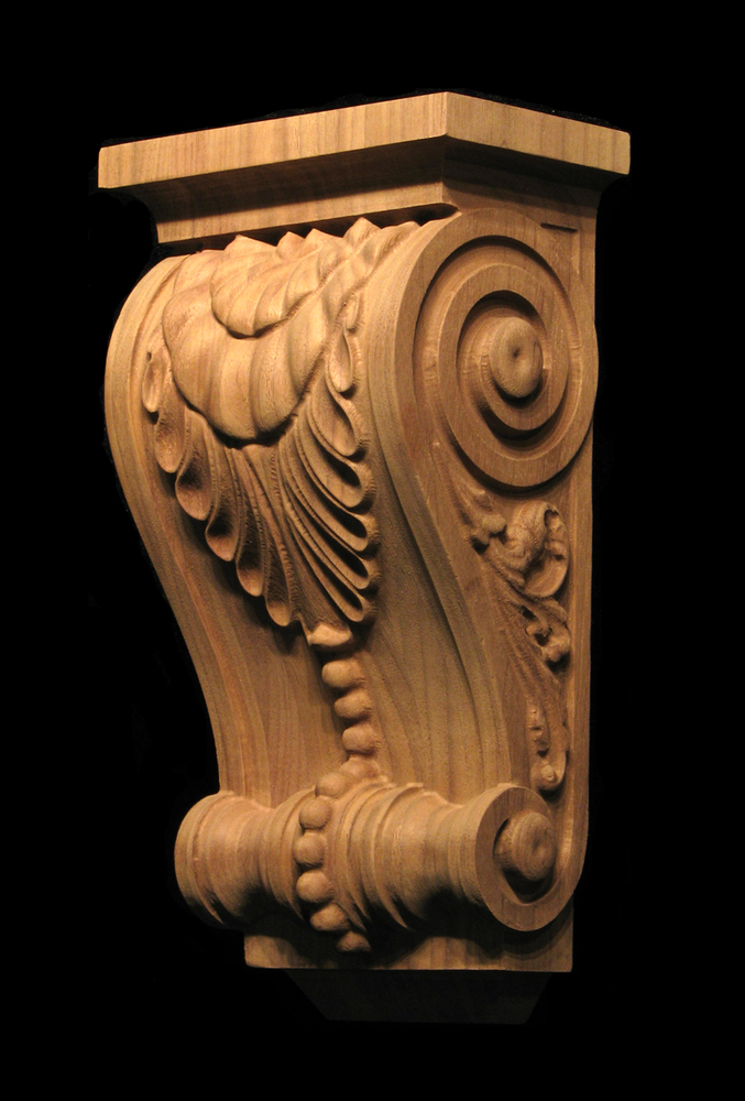 Corbel - Leaf and Bead 12.5T x 6.75W x 4D