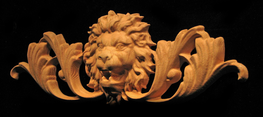 Onlay - Wide  - Roaring Lion Head w Scroll - Short