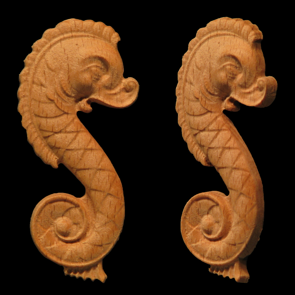 Old World Seahorse Onlay | Whimsical Art, Medallions, & Client Projects