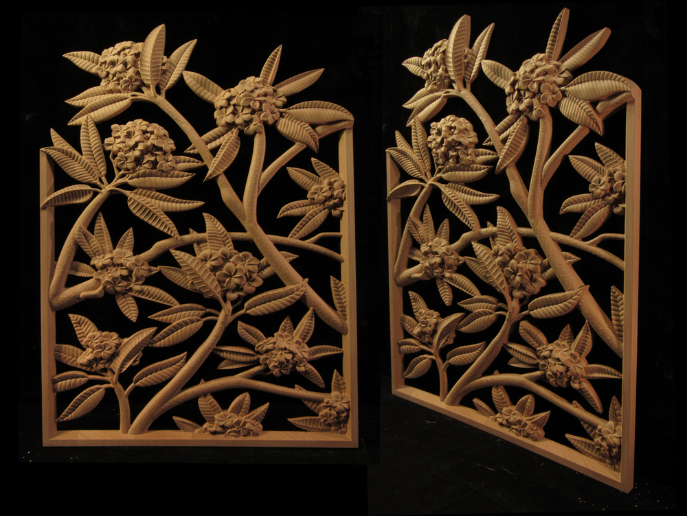 Pierced Plumeria Panel | Custom Carved Panels