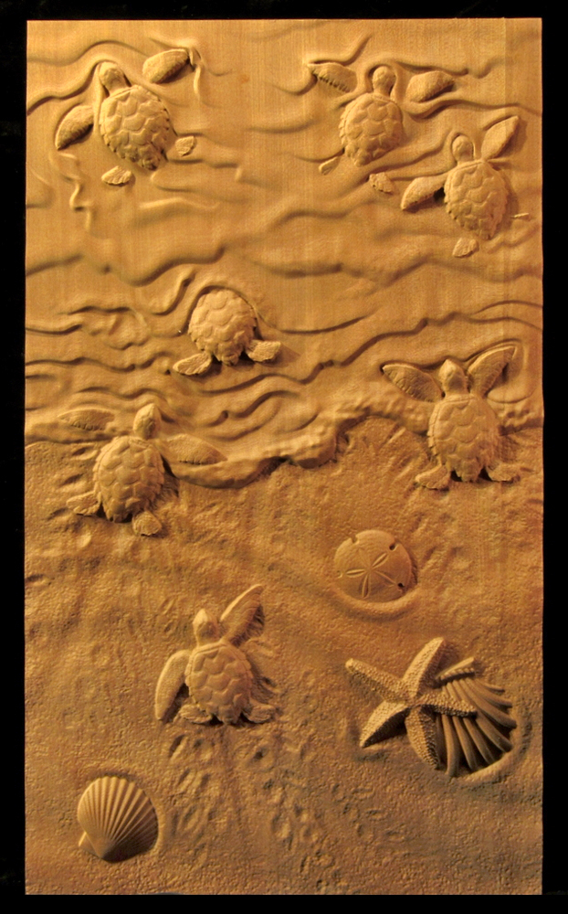 Sea Turtles at Sunrise | Custom Carved Panels