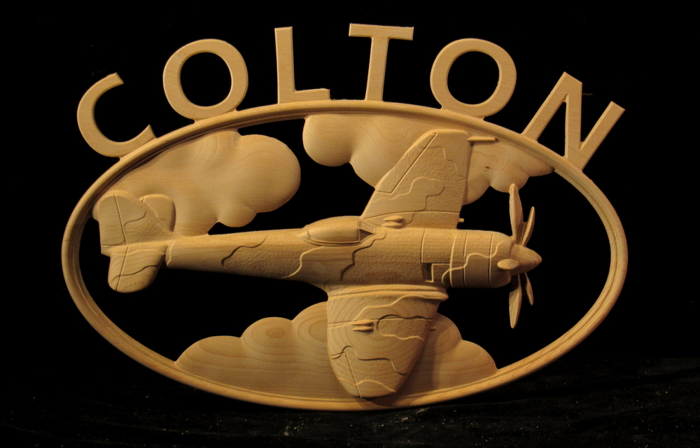 Fighter Airplane Sign | Whimsical Art, Medallions, and Client Projects