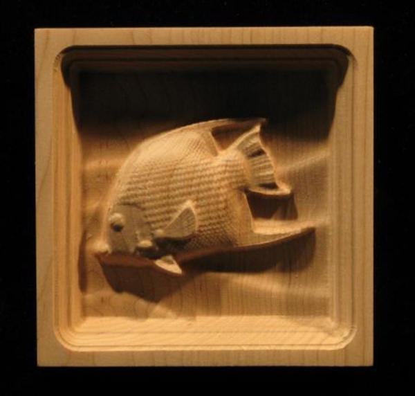 Block - Angel Fish carved wood