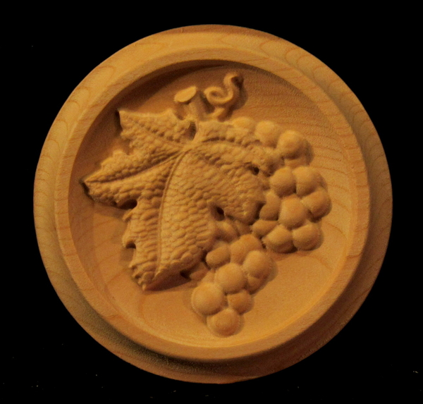 Wood Carved Coasters with Grape Leaf or Oak Leaf Inlay