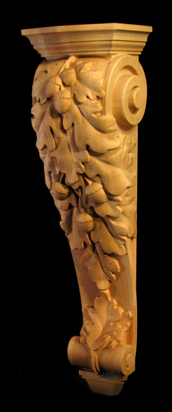 Corbel - Oak Leaves Cascade Carved Wood