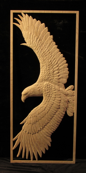 Bald Eagle in Flight | Carved Panel Decor